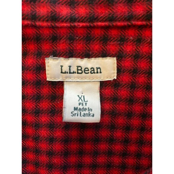 L.L. Bean Womens Red & Black Plaid Flannel Cotton Button-Down Shirt XL Petite - Picture 3 of 10